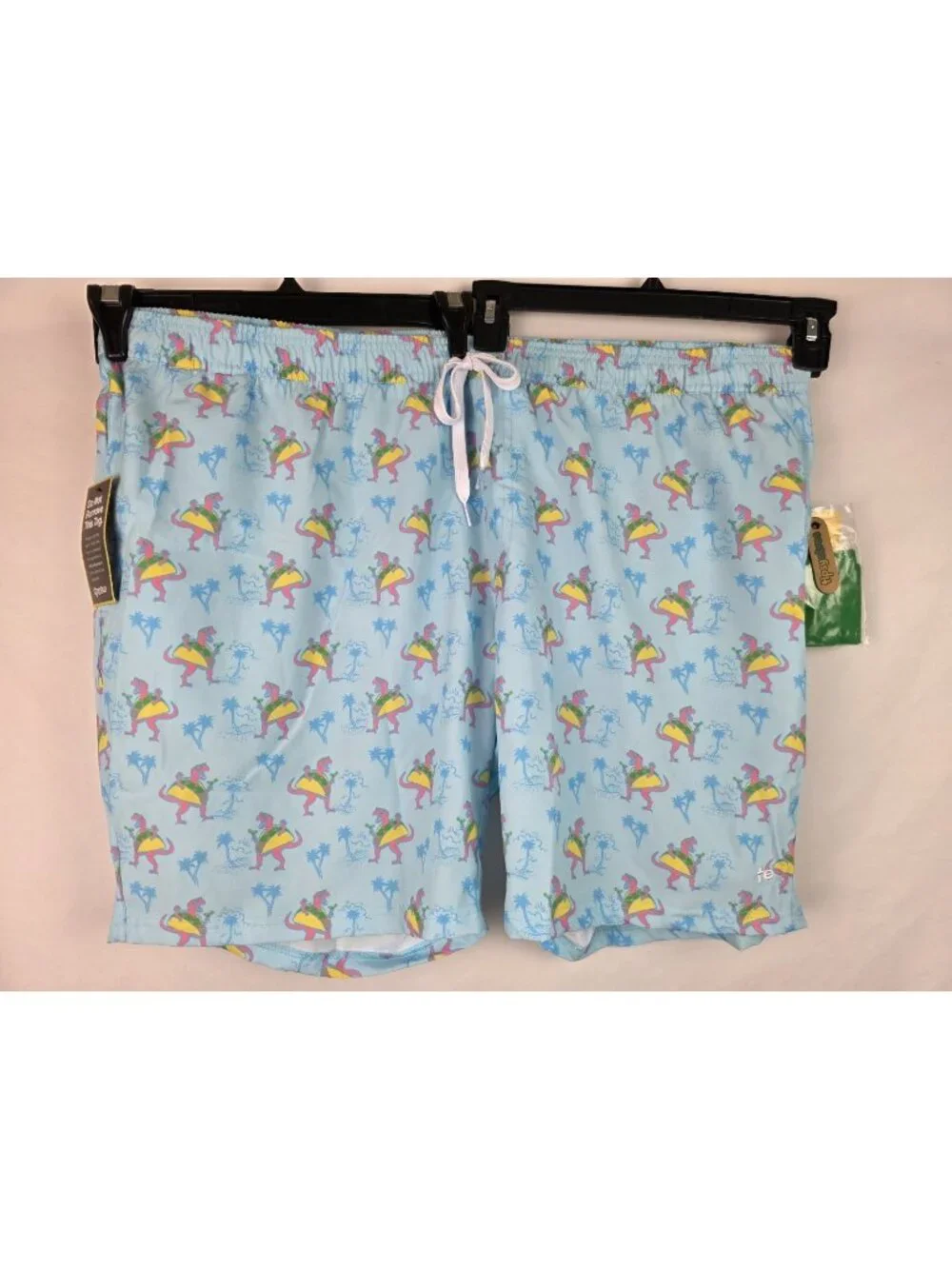 Tipsy Elves Men's Swim Trunks Size 3XL Tacosaurus Taco Dinosaur Swimsuit Shorts
